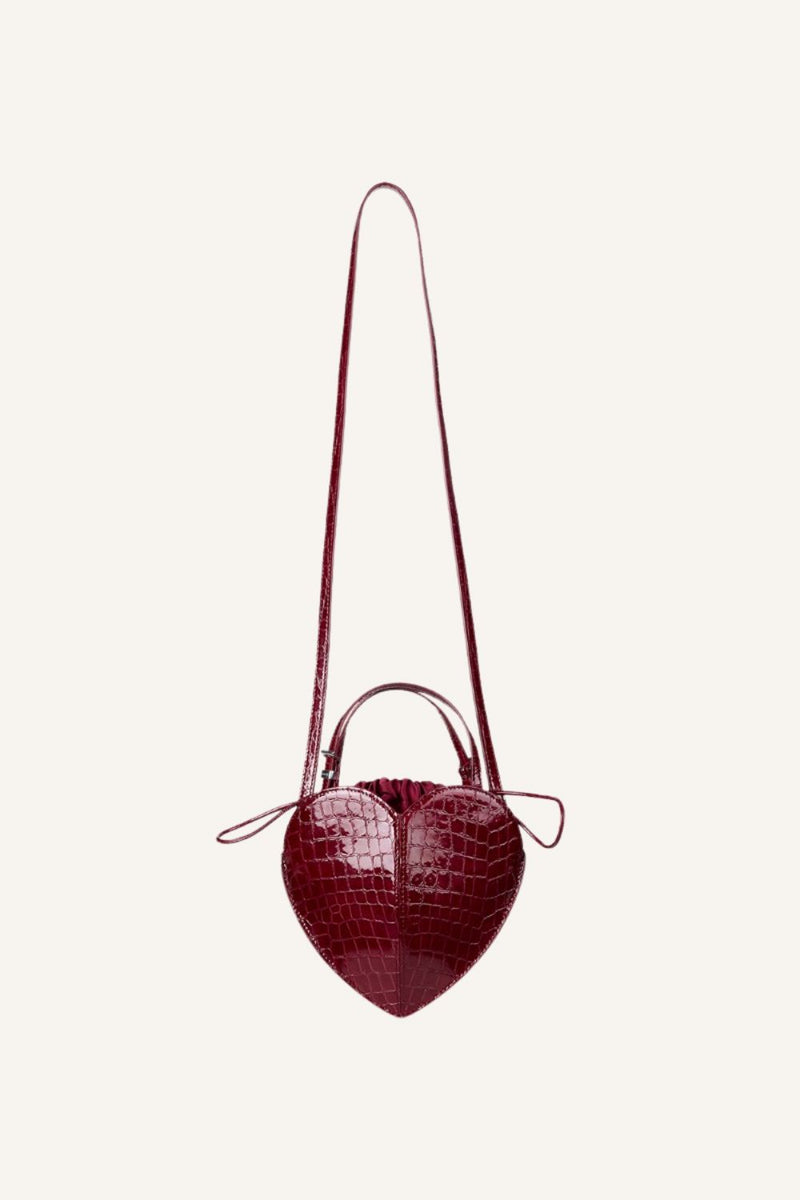 Handtasche Patent Croco Heart in Windsor Wine