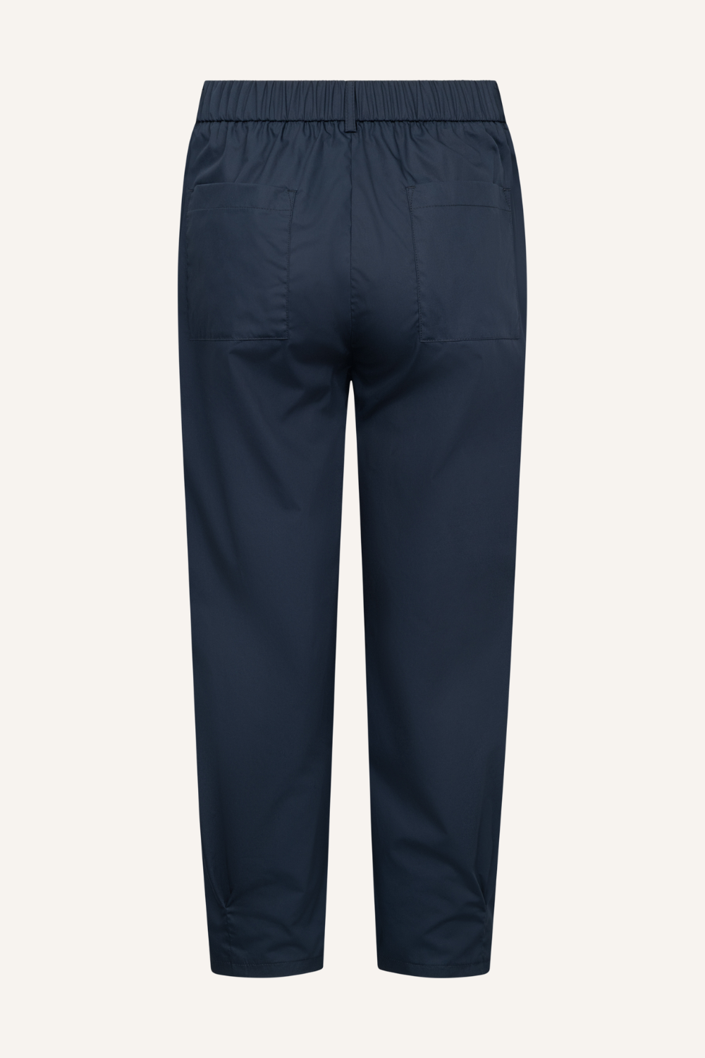Dunkelblaue Damenhose mit Mid-Waist-Bund, Knopfverschluss und Relaxed Fit in zeitlosem, elegantem Design