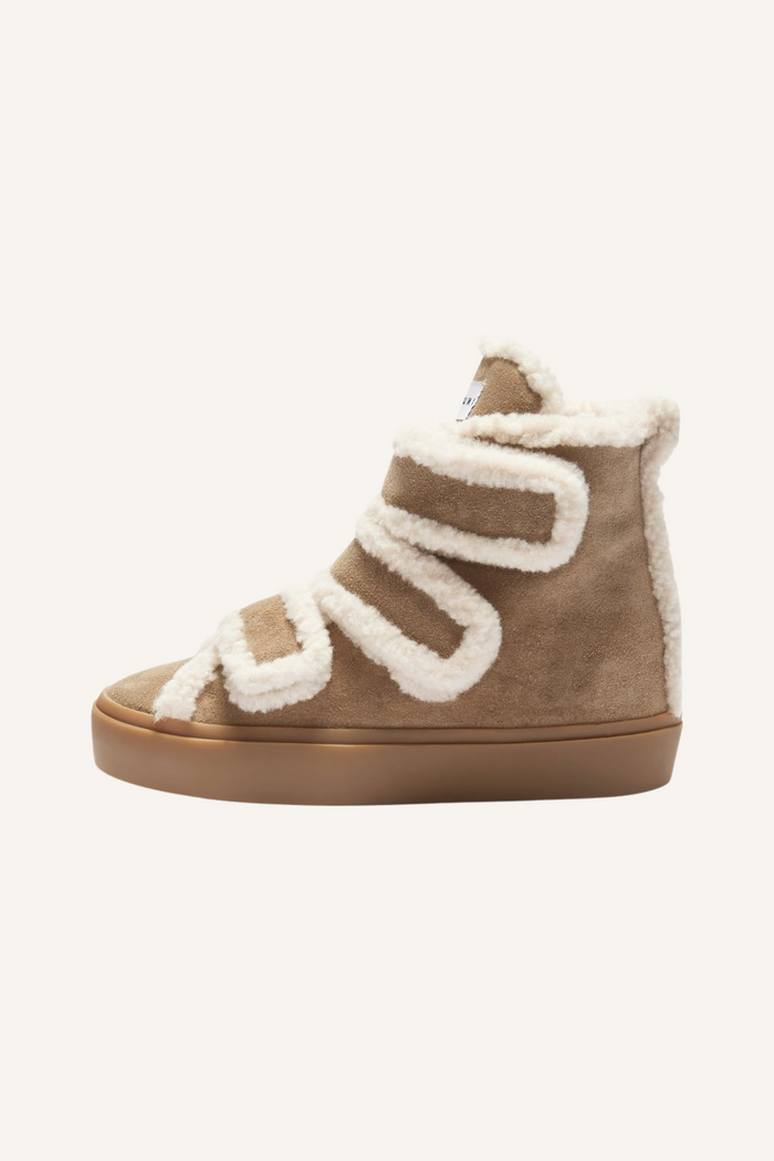 Wedge Shearling Velcro in Light Beige