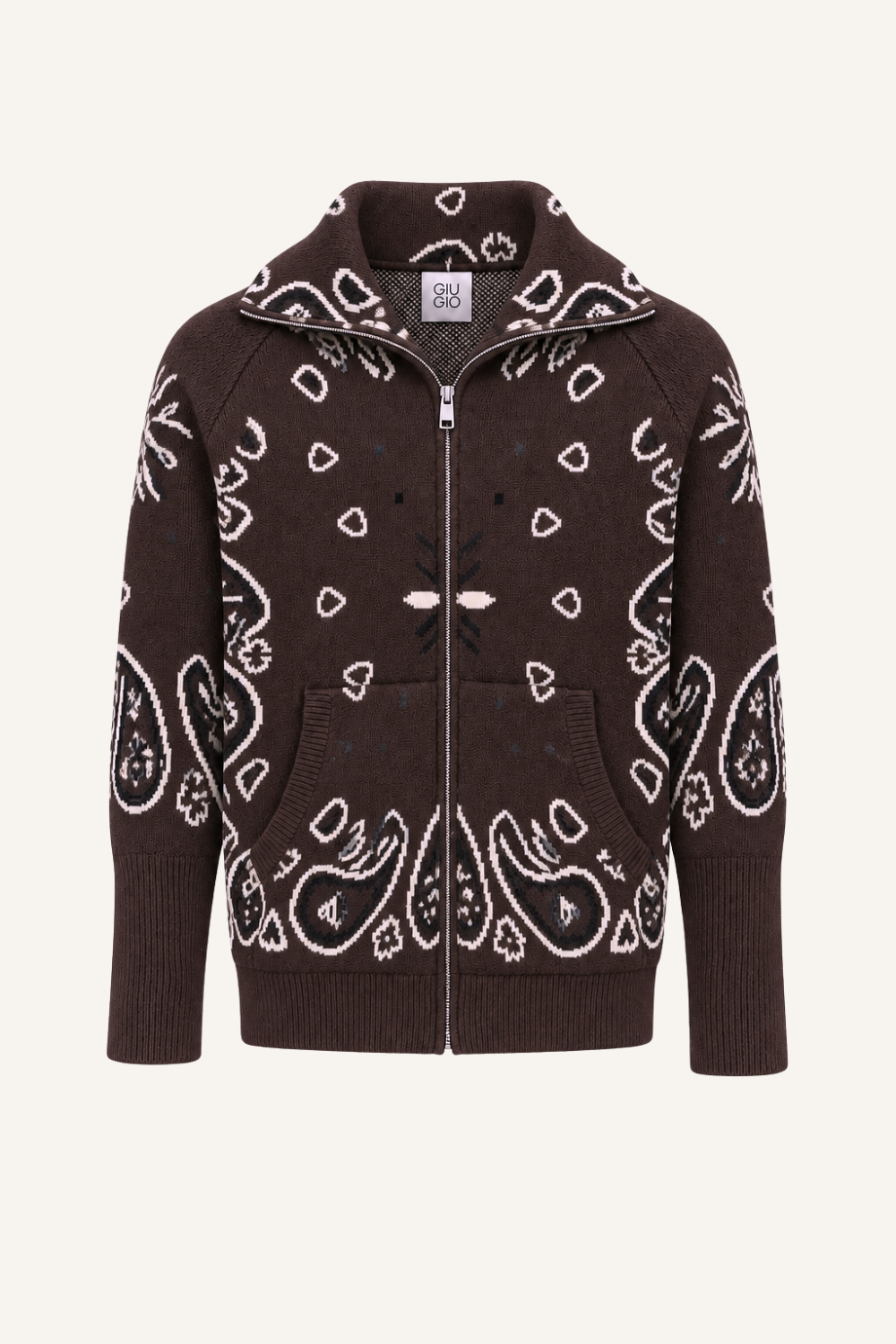 Zipper-Strickjacke Nora in Marron