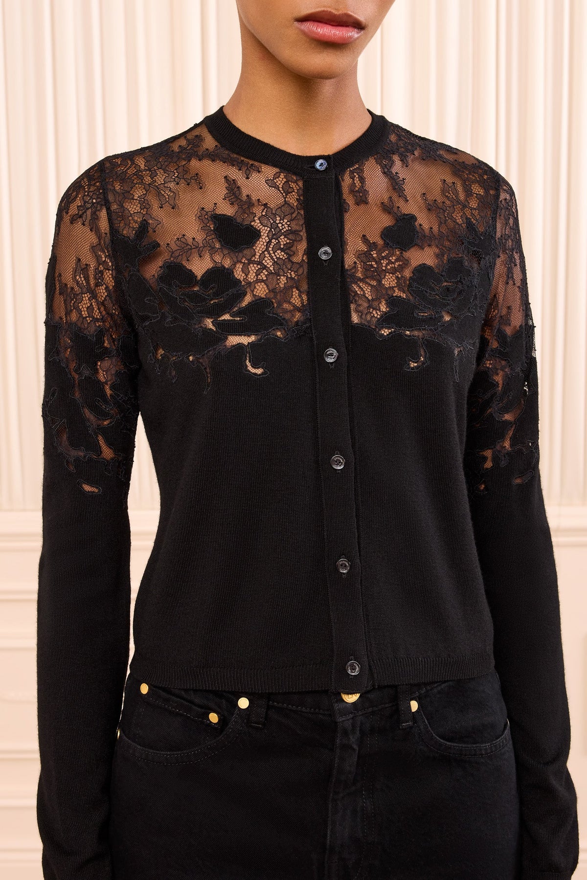 Cardigan Lace Talia in Noir