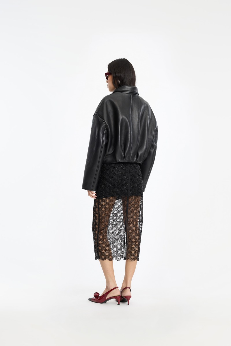 Lederjacke Bonded Boxy in Black
