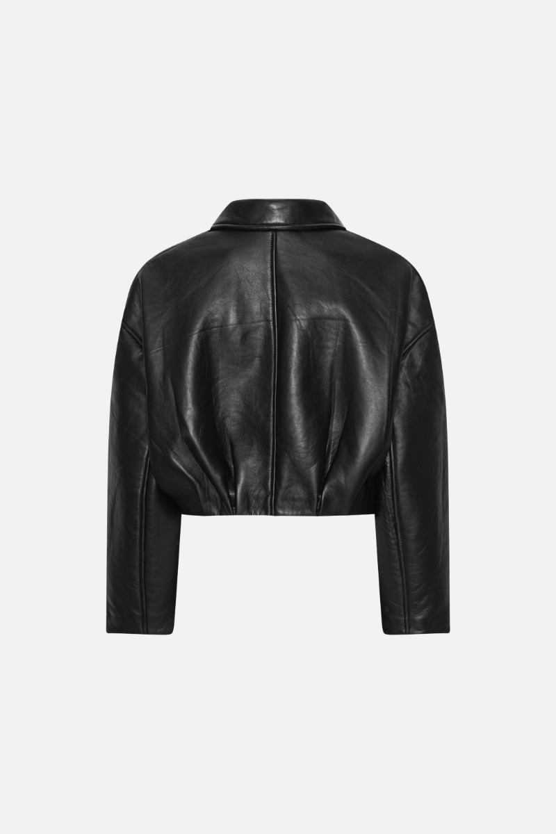 Lederjacke Bonded Boxy in Black