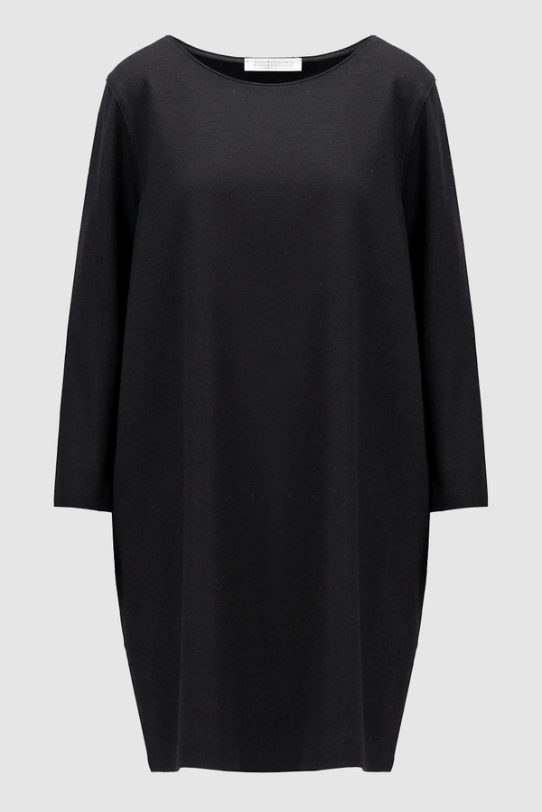 Geometric Boxy Dress Merino Black