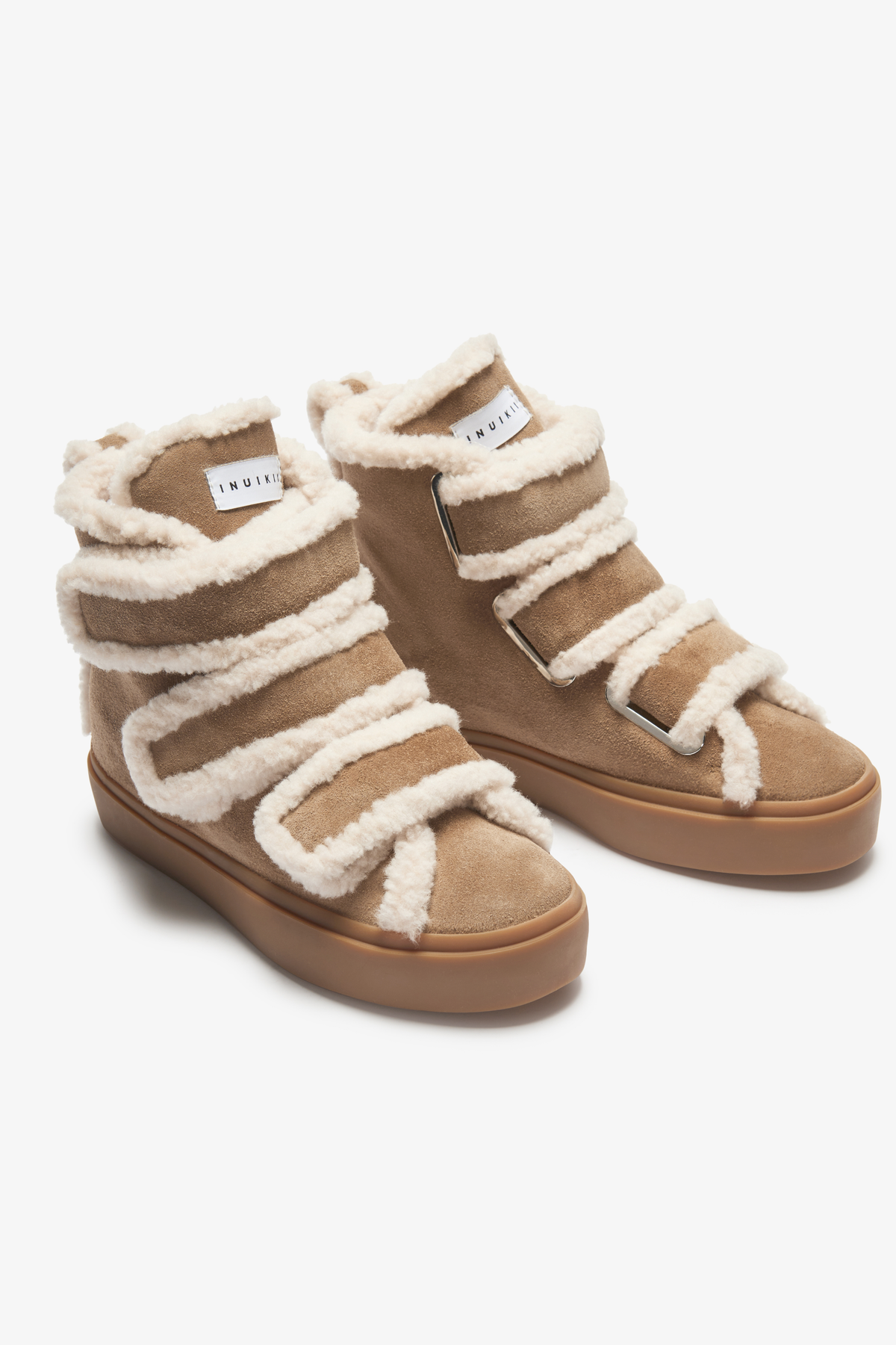 Wedge Shearling Velcro in Light Beige