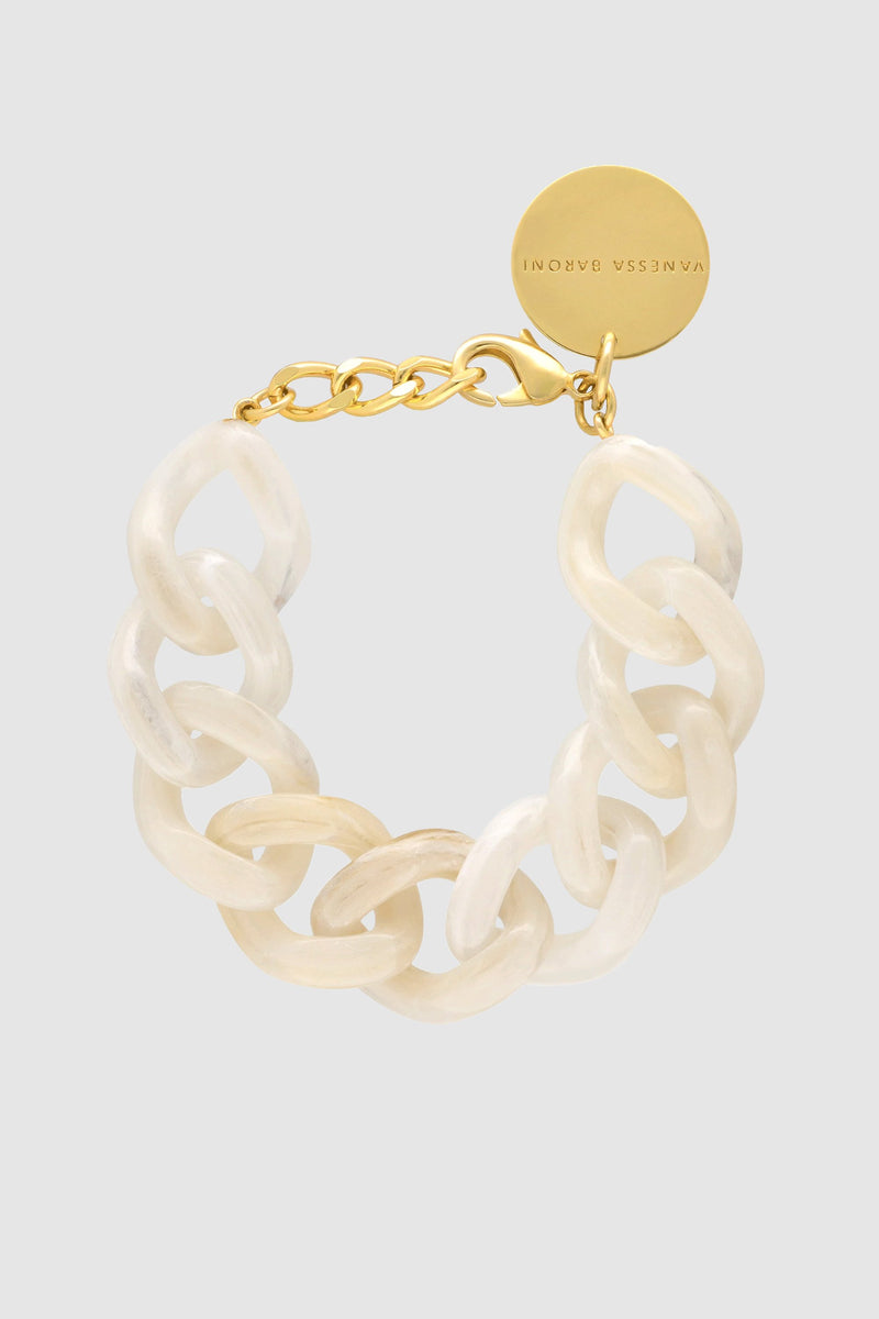 Flat Chain Bracelet White Marble