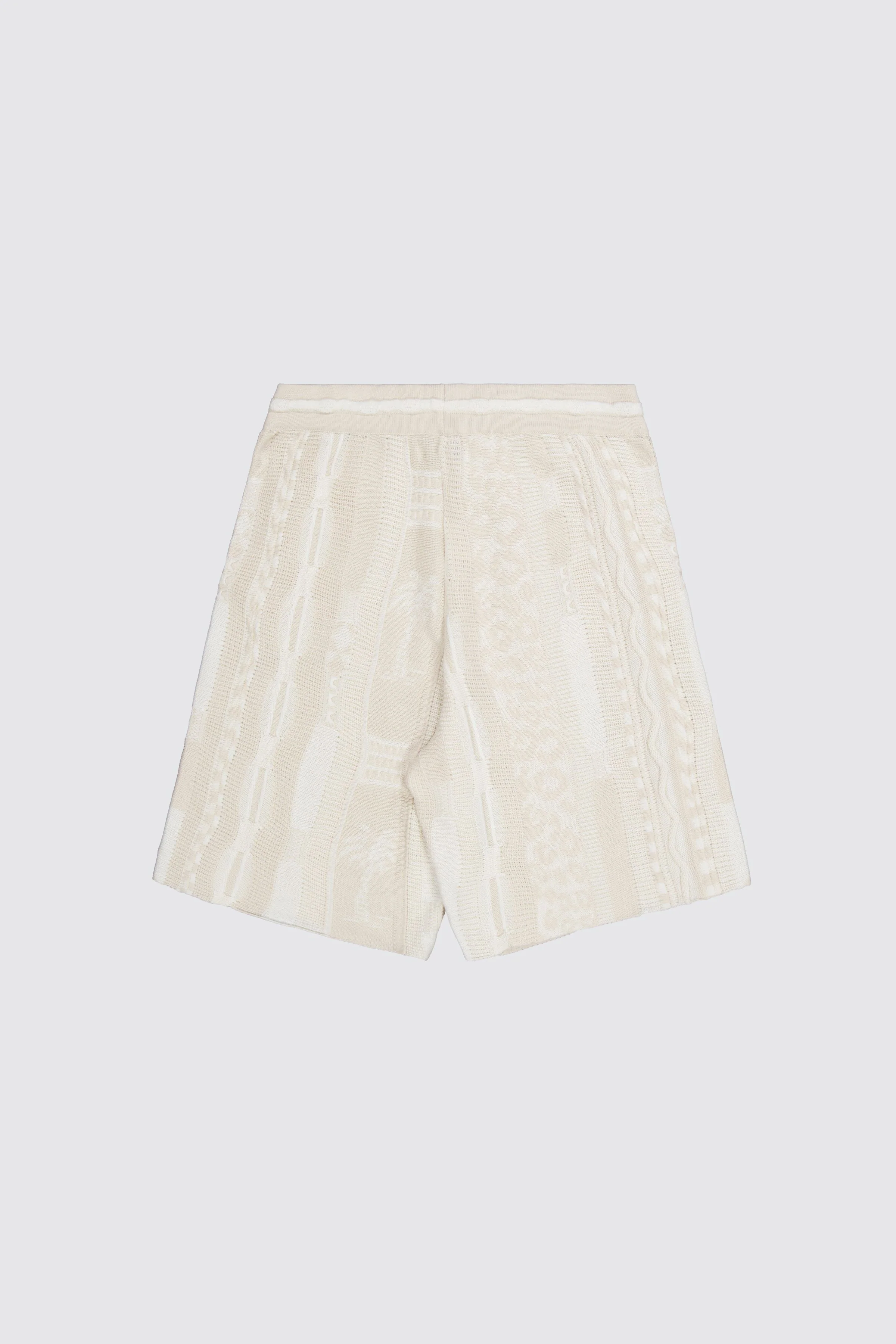 Bermudashorts aus mehrfarbigem Jacquard aus Baumwollstrick mit elastischem Bund und verstellbarem Kordelzug im Ton.