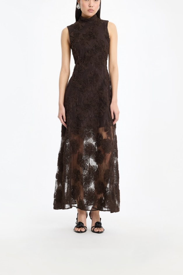Kleid 3D Flower in Mole