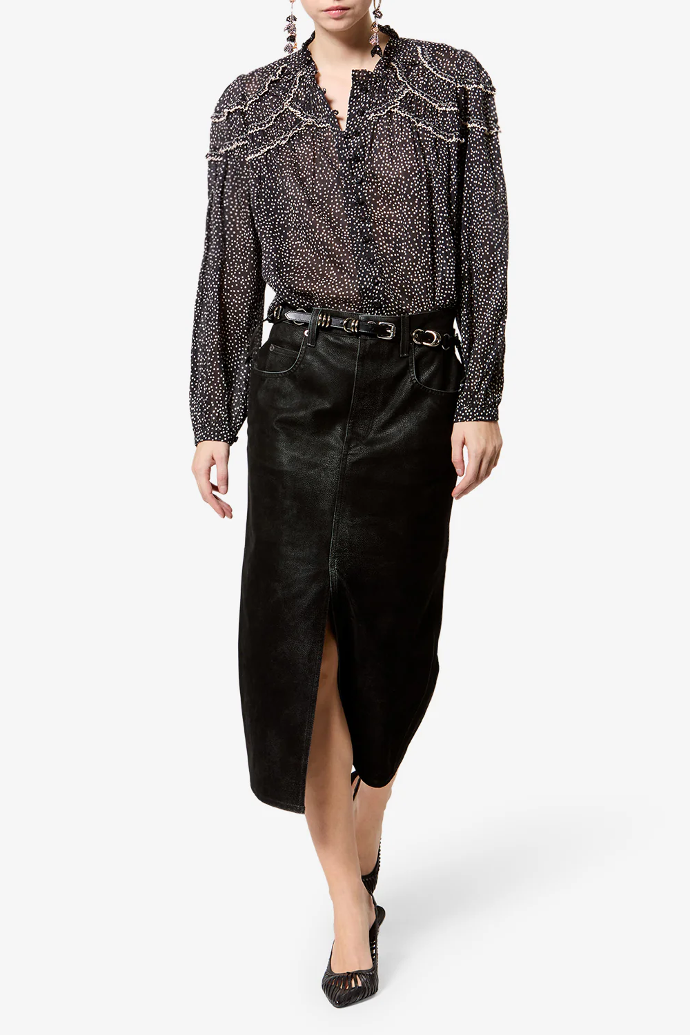 Bluse Christa in Black / Ecru