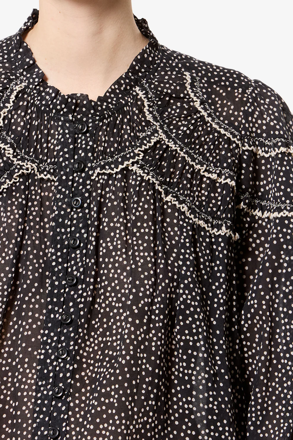 Bluse Christa in Black / Ecru