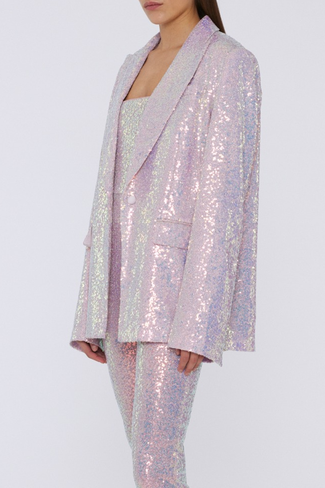 Sequin Oversized Blazer Sachet Pink
