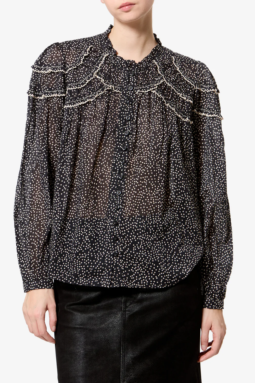 Bluse Christa in Black / Ecru