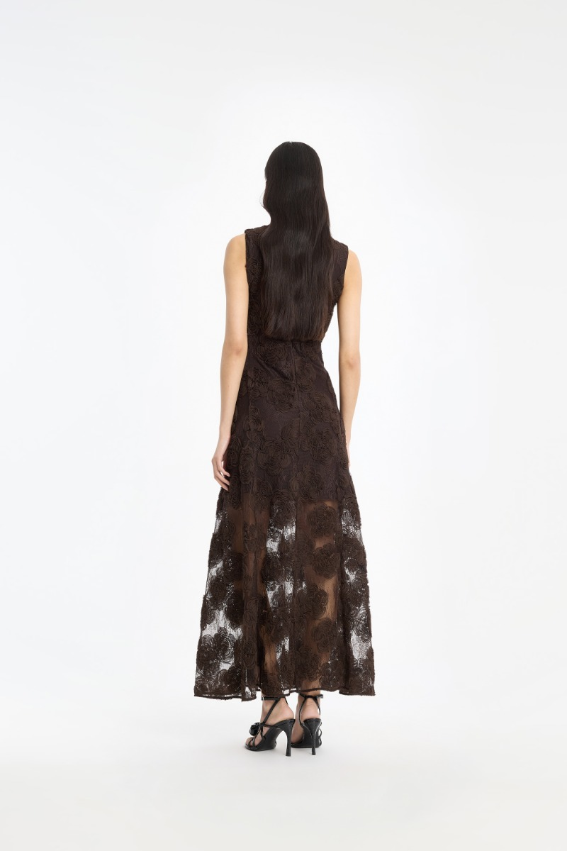 Kleid 3D Flower in Mole
