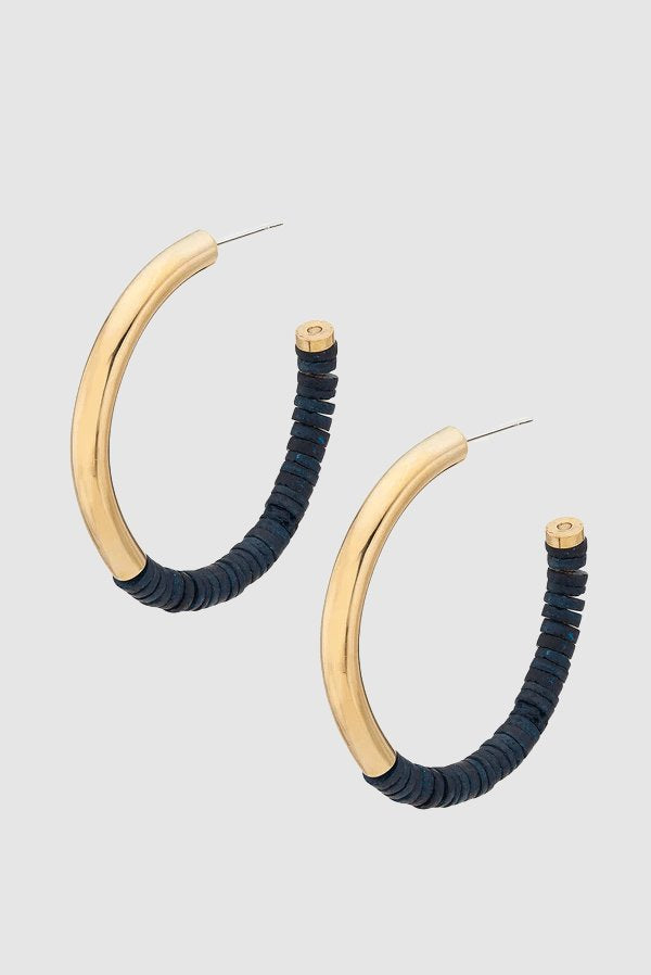 Karamu Horn Hoop Earrings Gold/ Blue