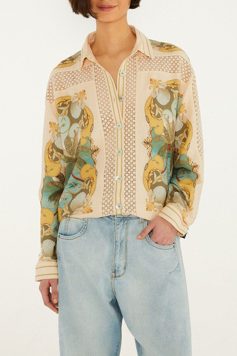 Leichtes Crochet Detail Shirt im Entspannten Schnitt