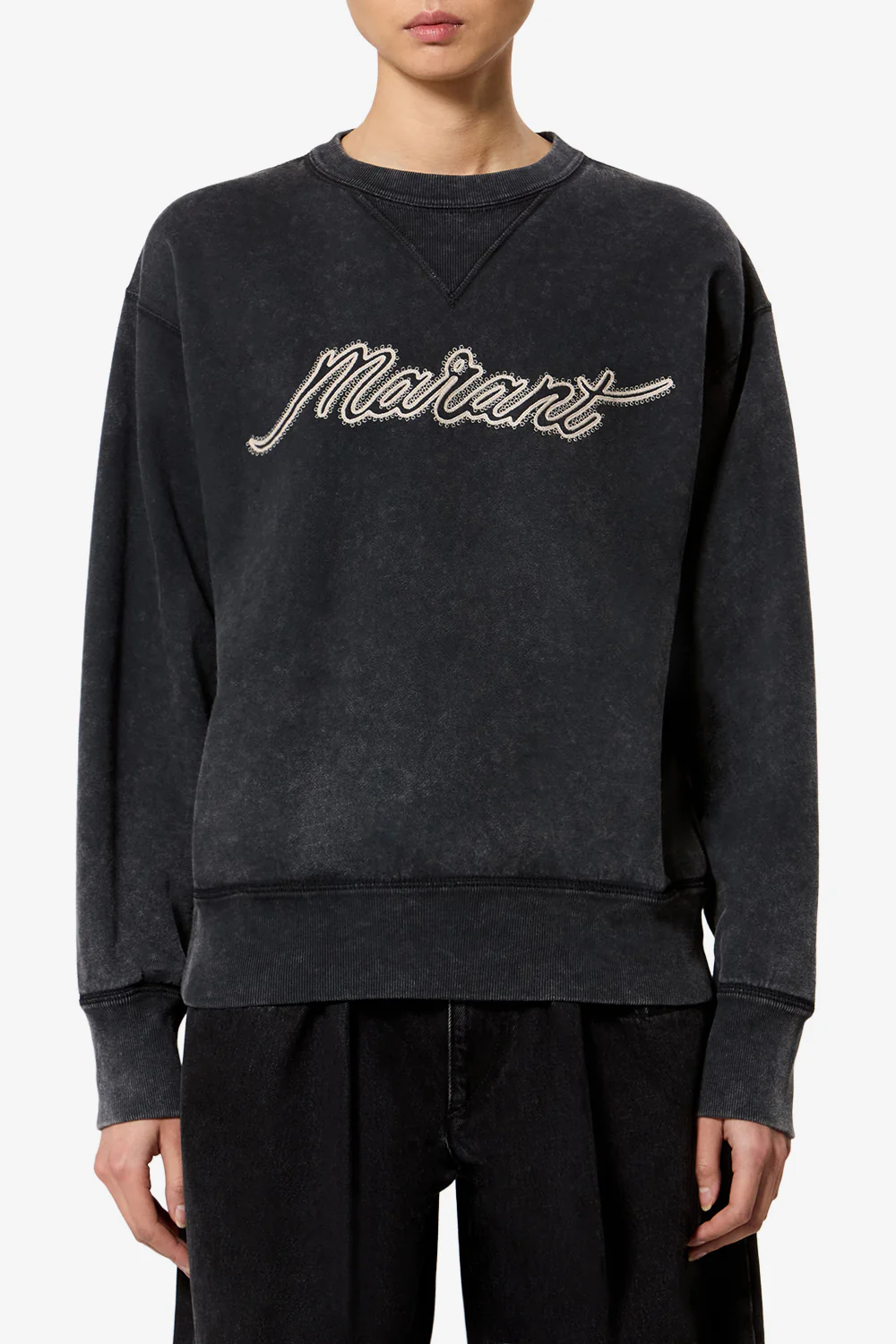Besticktes Sweatshirt Rise in Faded Black
