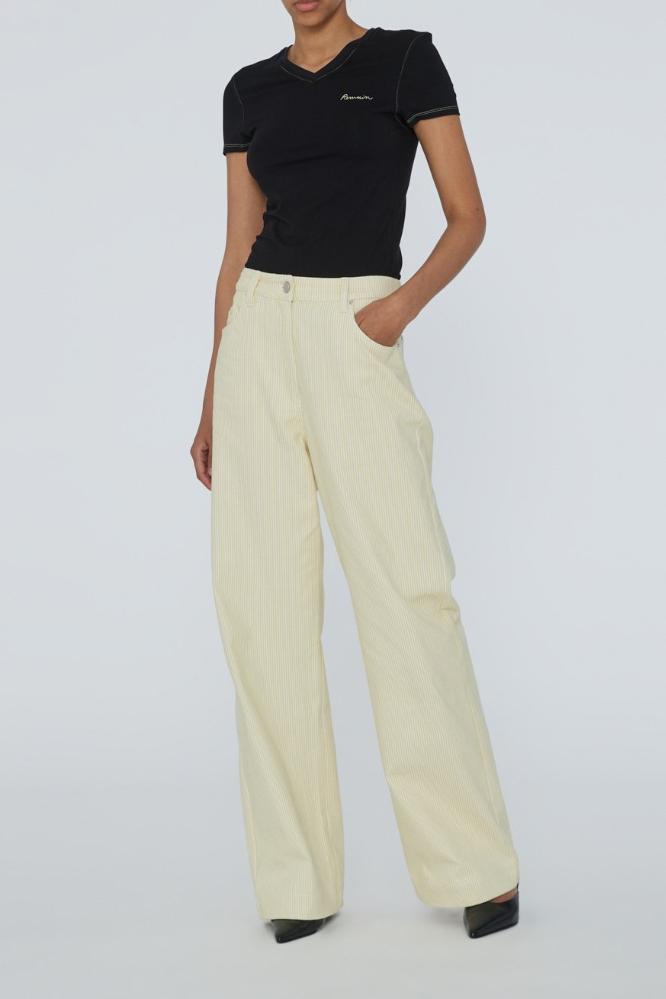 Jeans Striped Twill Wide