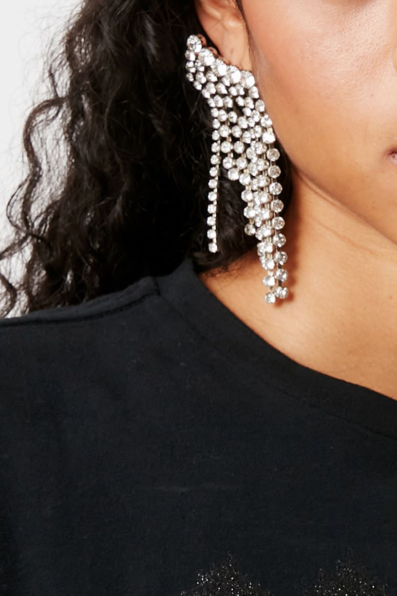 Asymmetric Earrings Transparent Silver