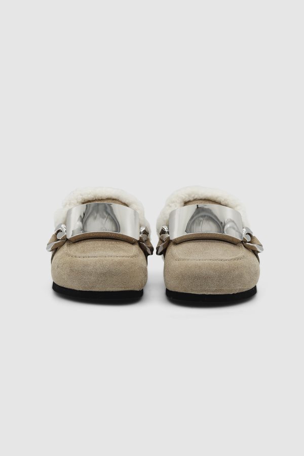 Padded Chain Mules Beige