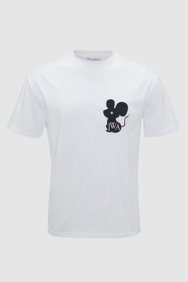 Mouse Embroidery Logo T-Shirt White