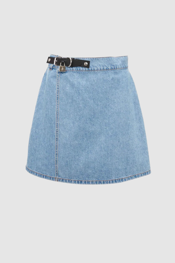 Padlock Strap Mini Skirt Light Blue