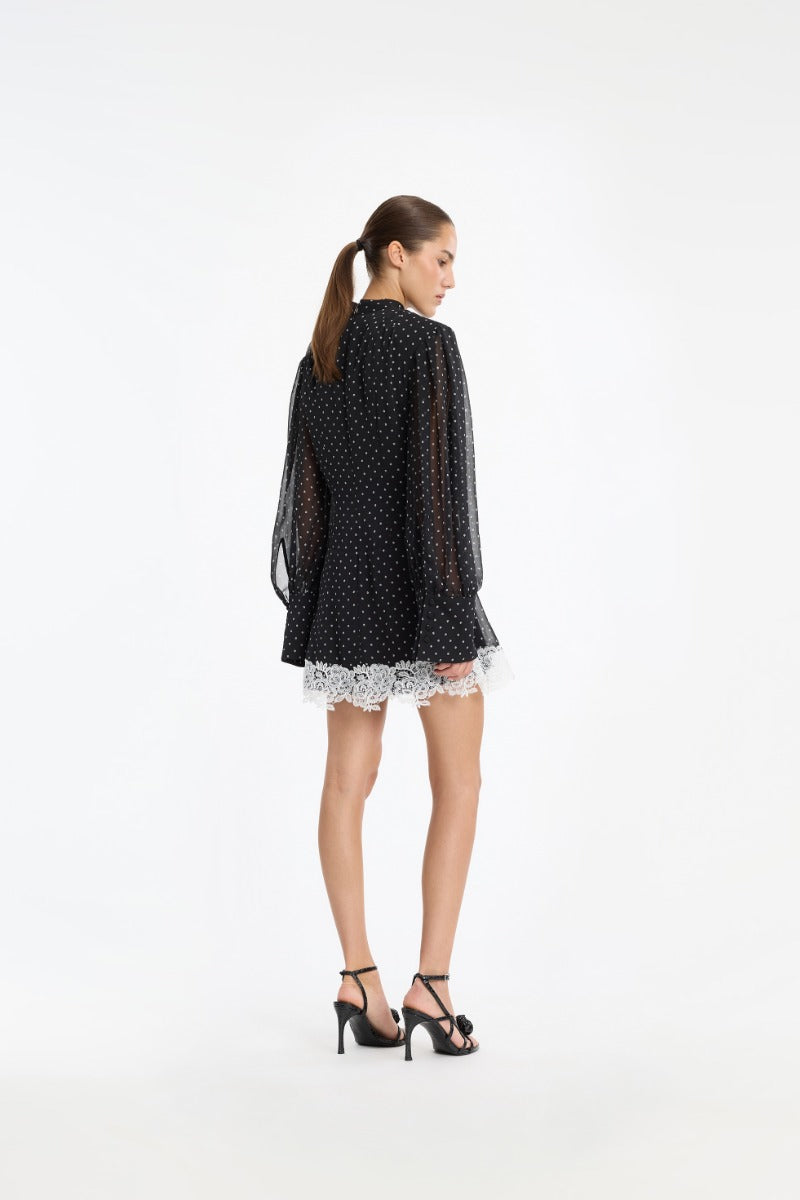Kleid LS Lace Detail in Black Comb