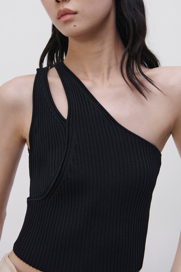 JENNI COMPACT RIB TANK BLACK