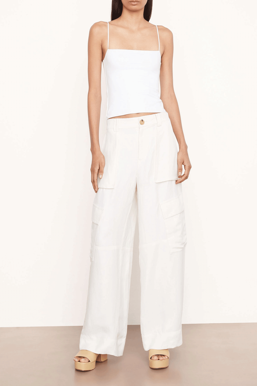 Wide Leg Cargo Pants Bone