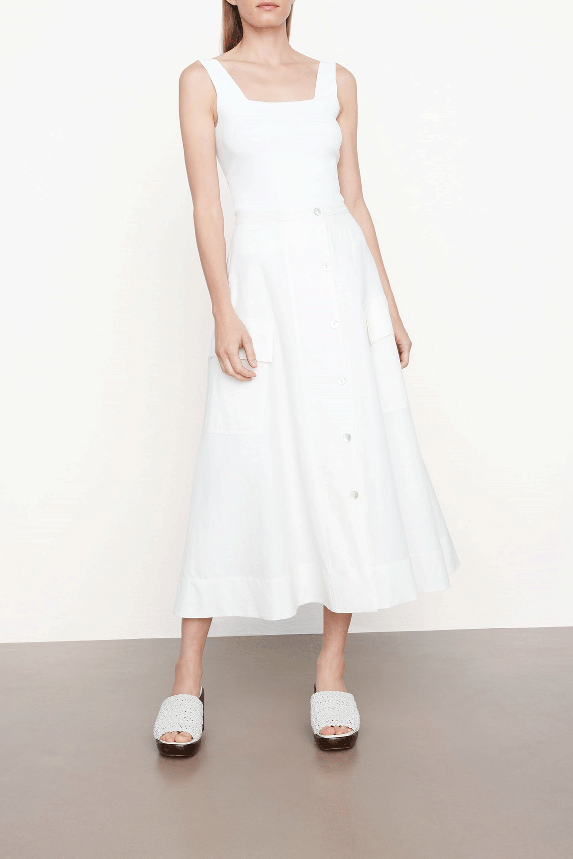 Utility Front Skirt Off White