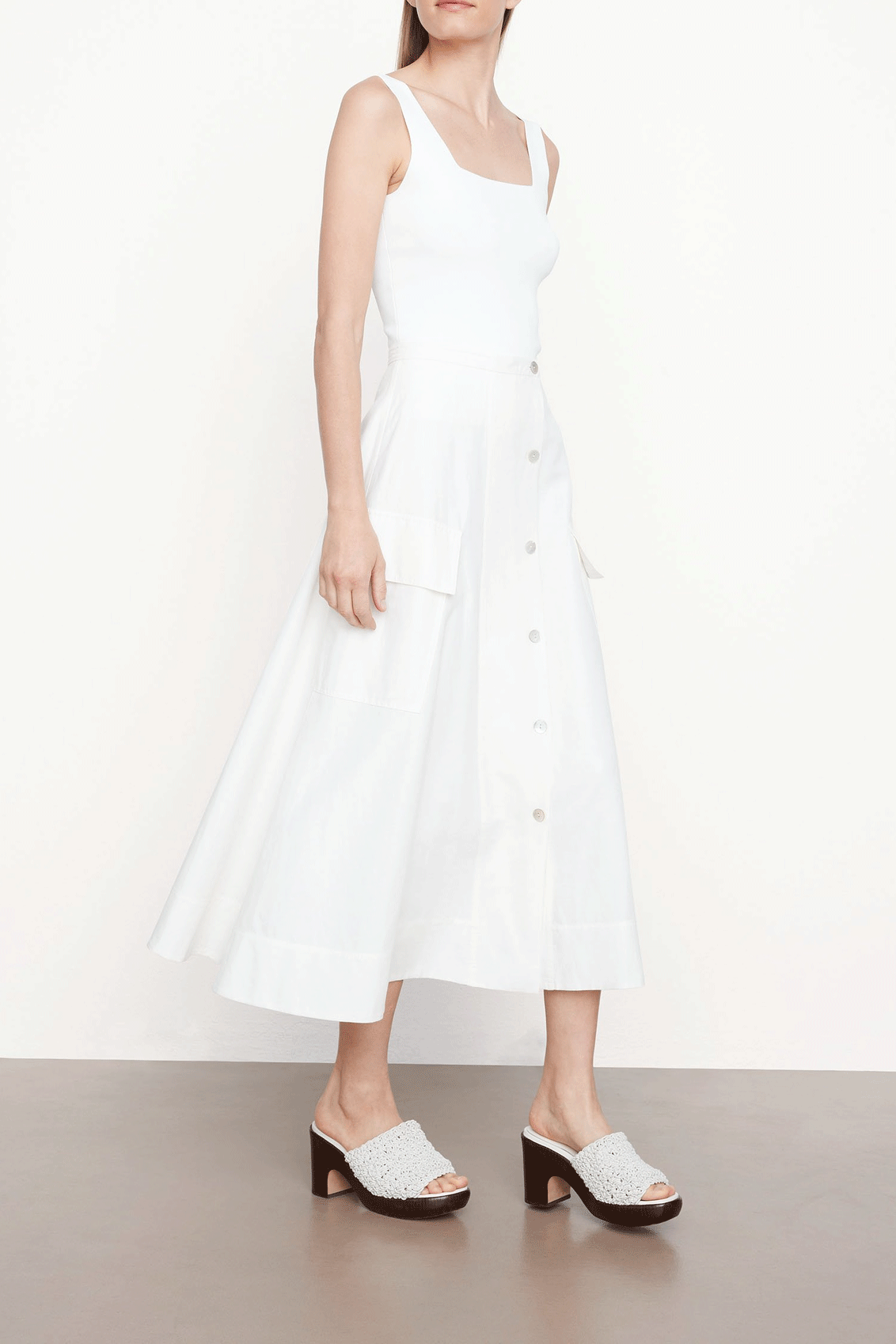 Utility Front Skirt Off White