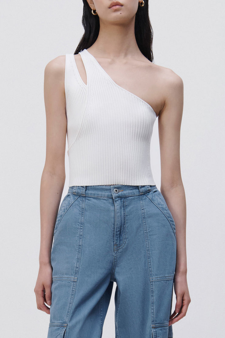 JENNI COMPACT RIB TANK WHITE