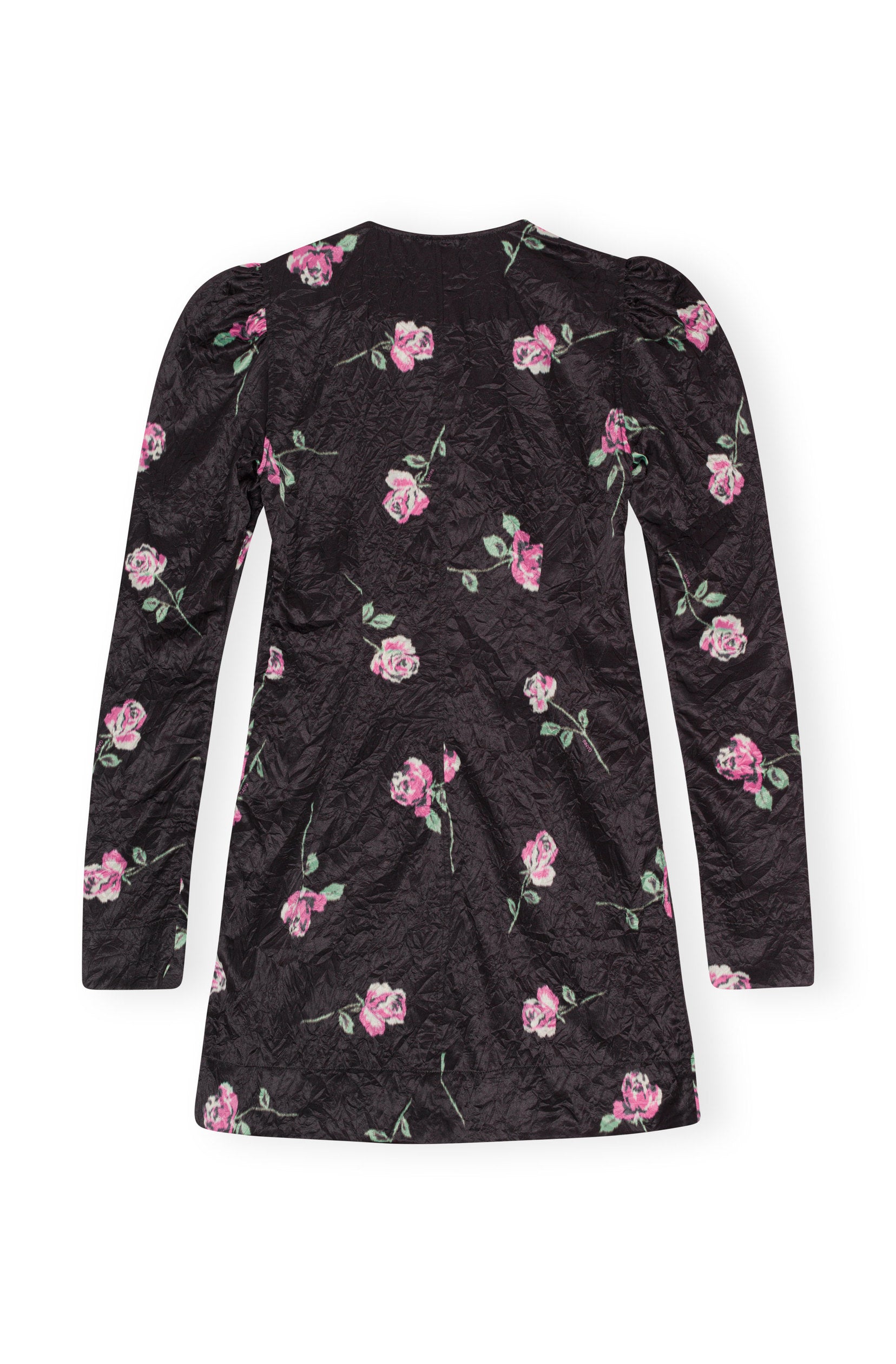 Satin V-Neck Dress Black