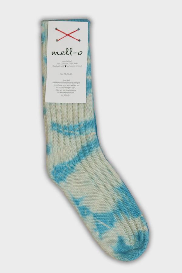 Cashmere socks Tie Dye Solid Aqua