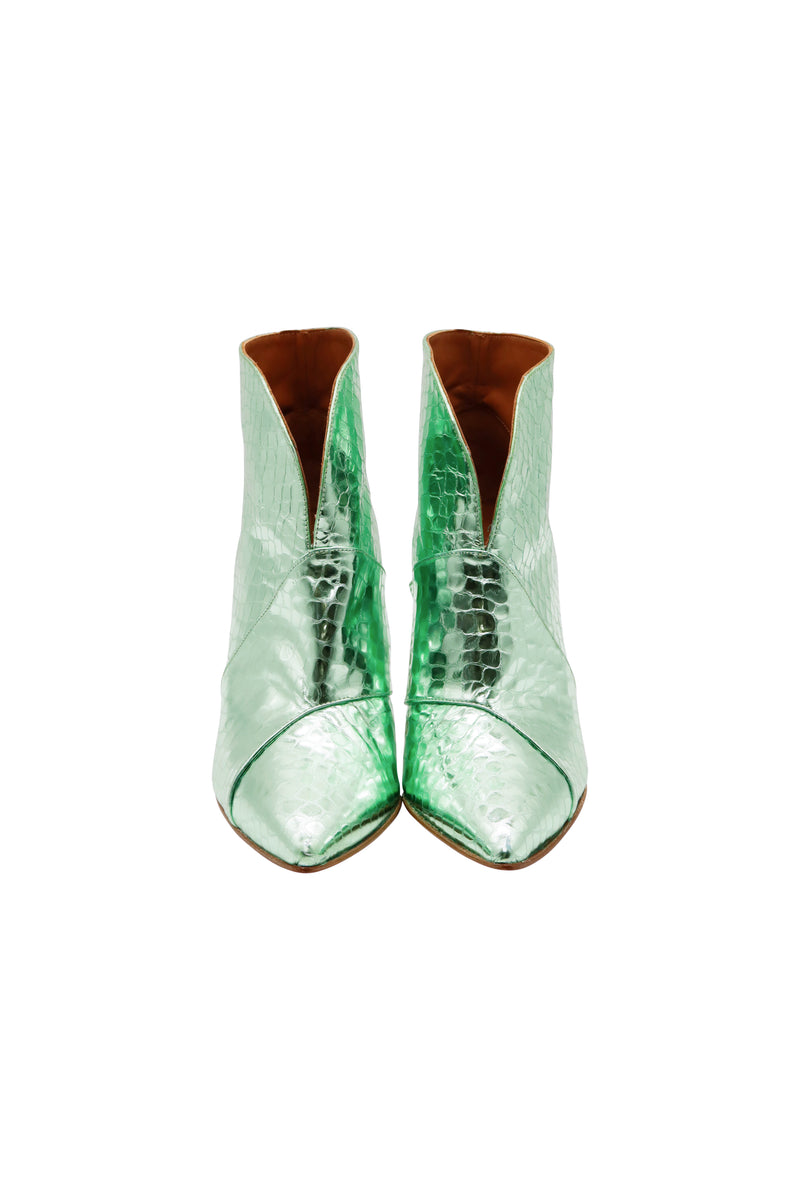 Textured Metallic Ankle Boots Menta