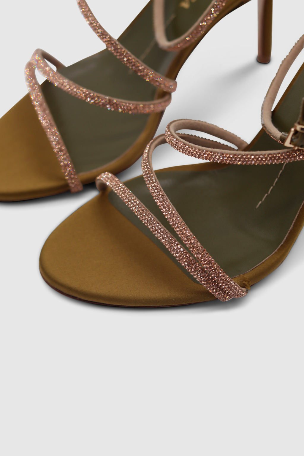 Fannia Crystal Sandals Satin Curry