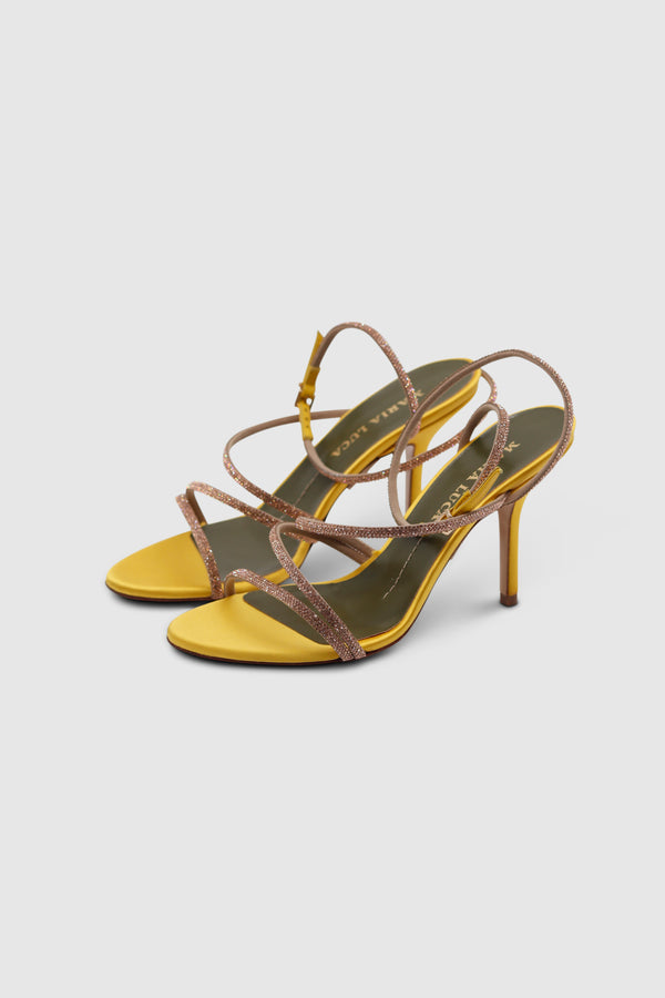 Fannia Crystal Sandals Satin Yellow