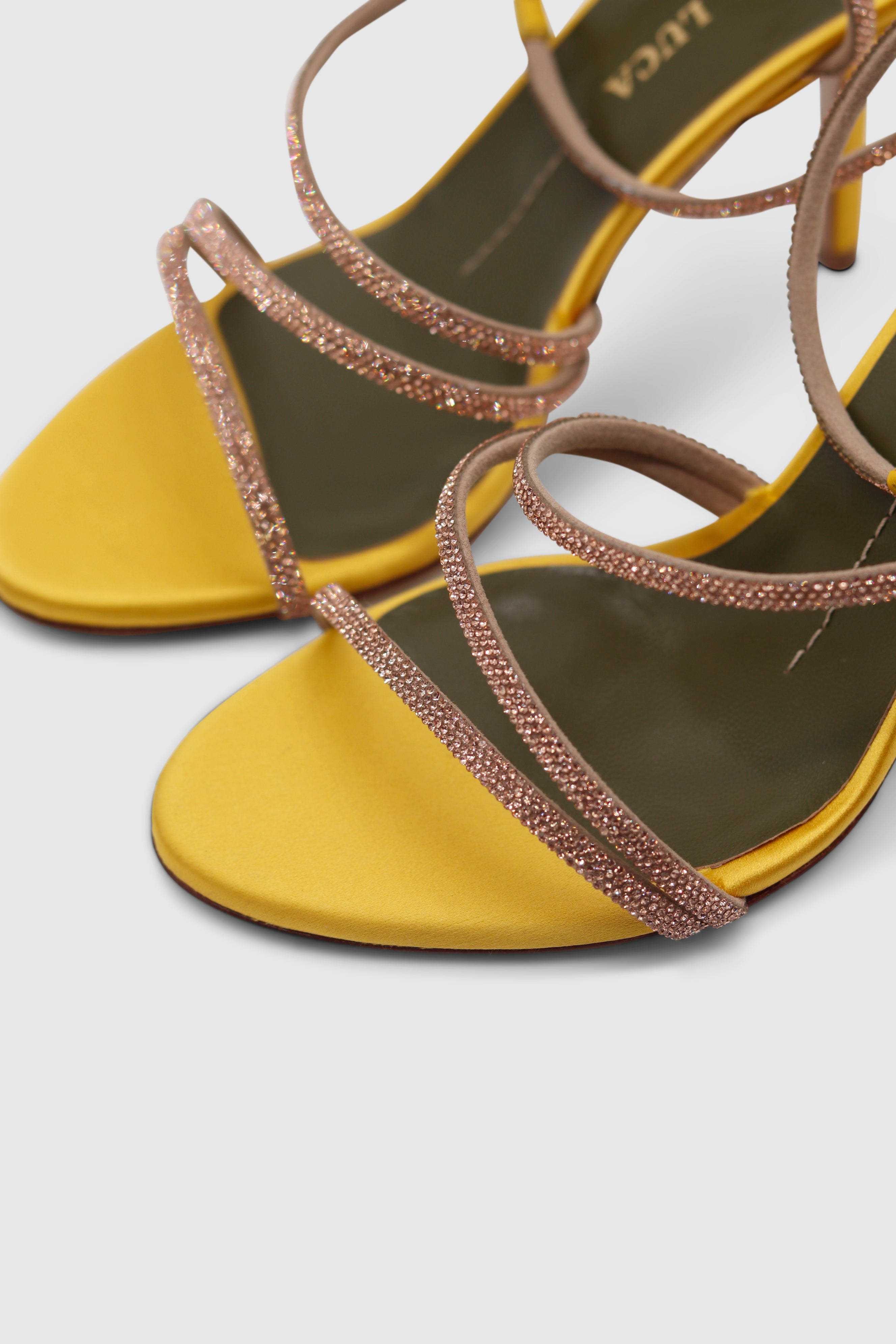 Fannia Crystal Sandals Satin Yellow
