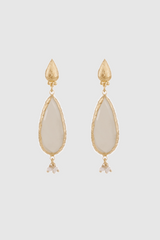 Serti Goutte Earrings Small White Mother of Pearl