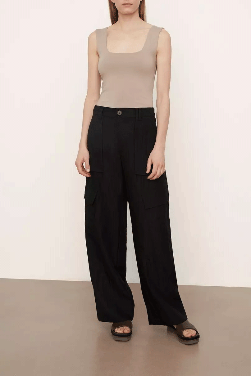 Wide Leg Cargo Pants Black