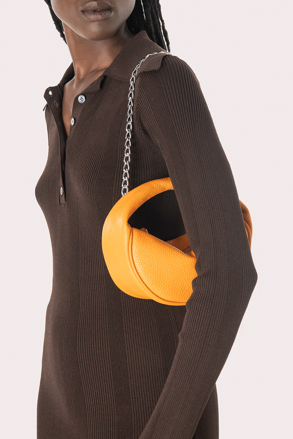 Baby Cush Orange Flat Grain Leather