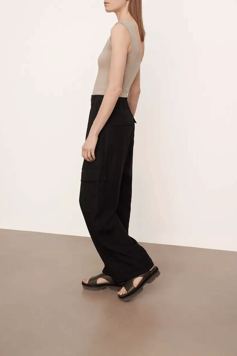 Wide Leg Cargo Pants Black