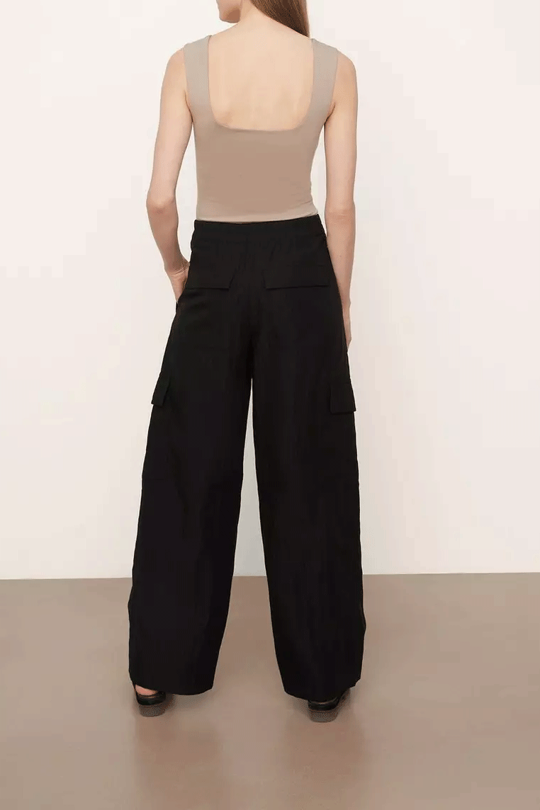 Wide Leg Cargo Pants Black