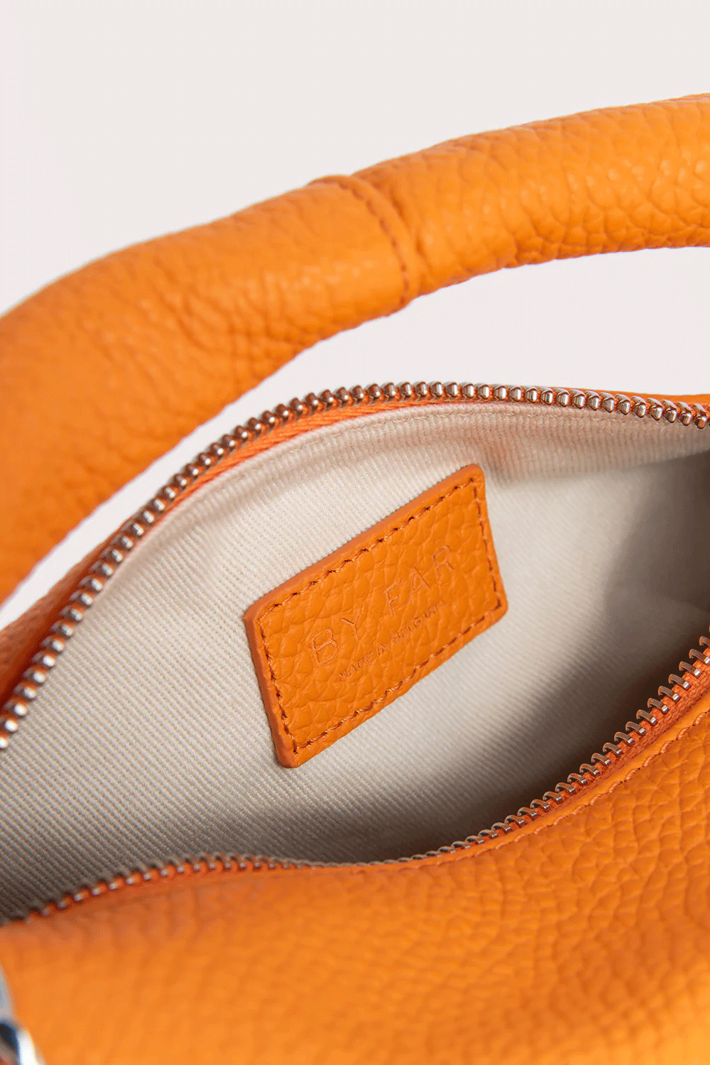 Baby Cush Orange Flat Grain Leather