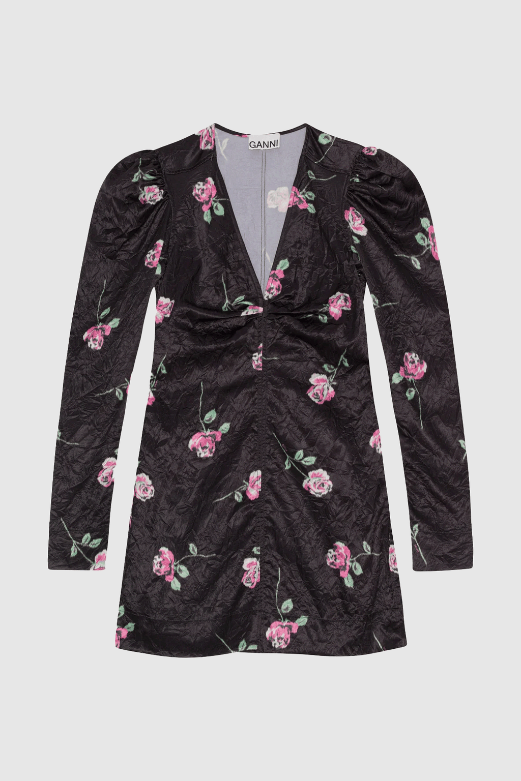 Satin V-Neck Dress Black 