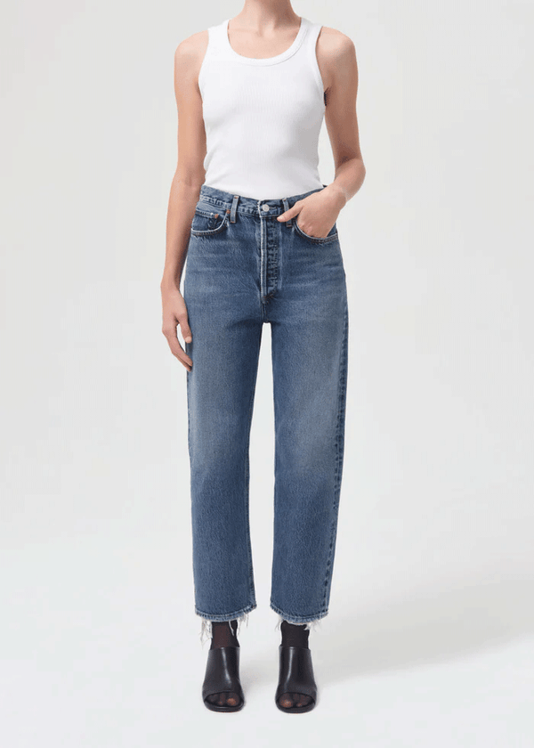 90's Crop Mid Rise Straight Jeans