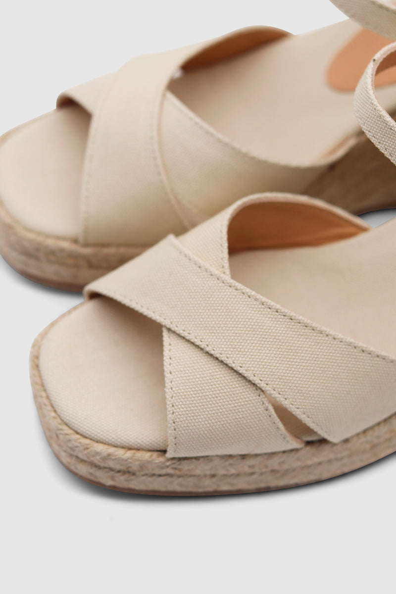 THEA canvas wedge espadrilles ivory