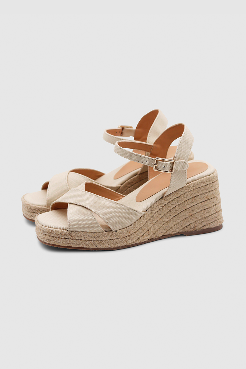 THEA canvas wedge espadrilles ivory
