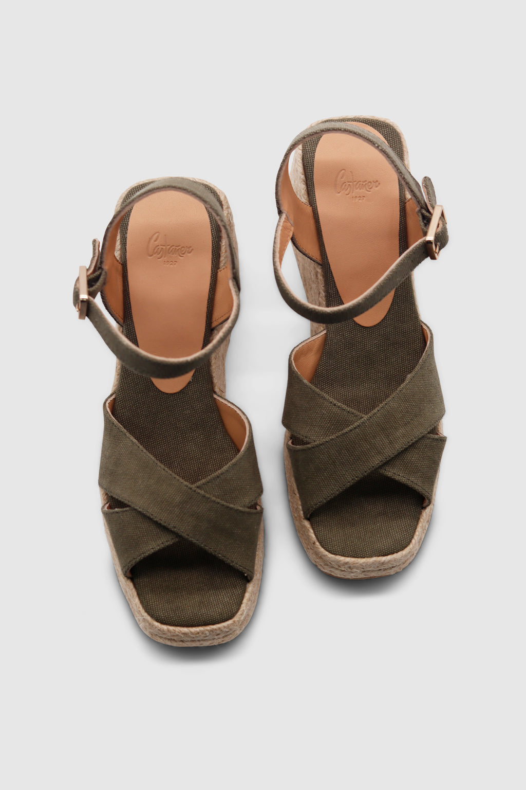 Thea canvas wedge espadrilles olive