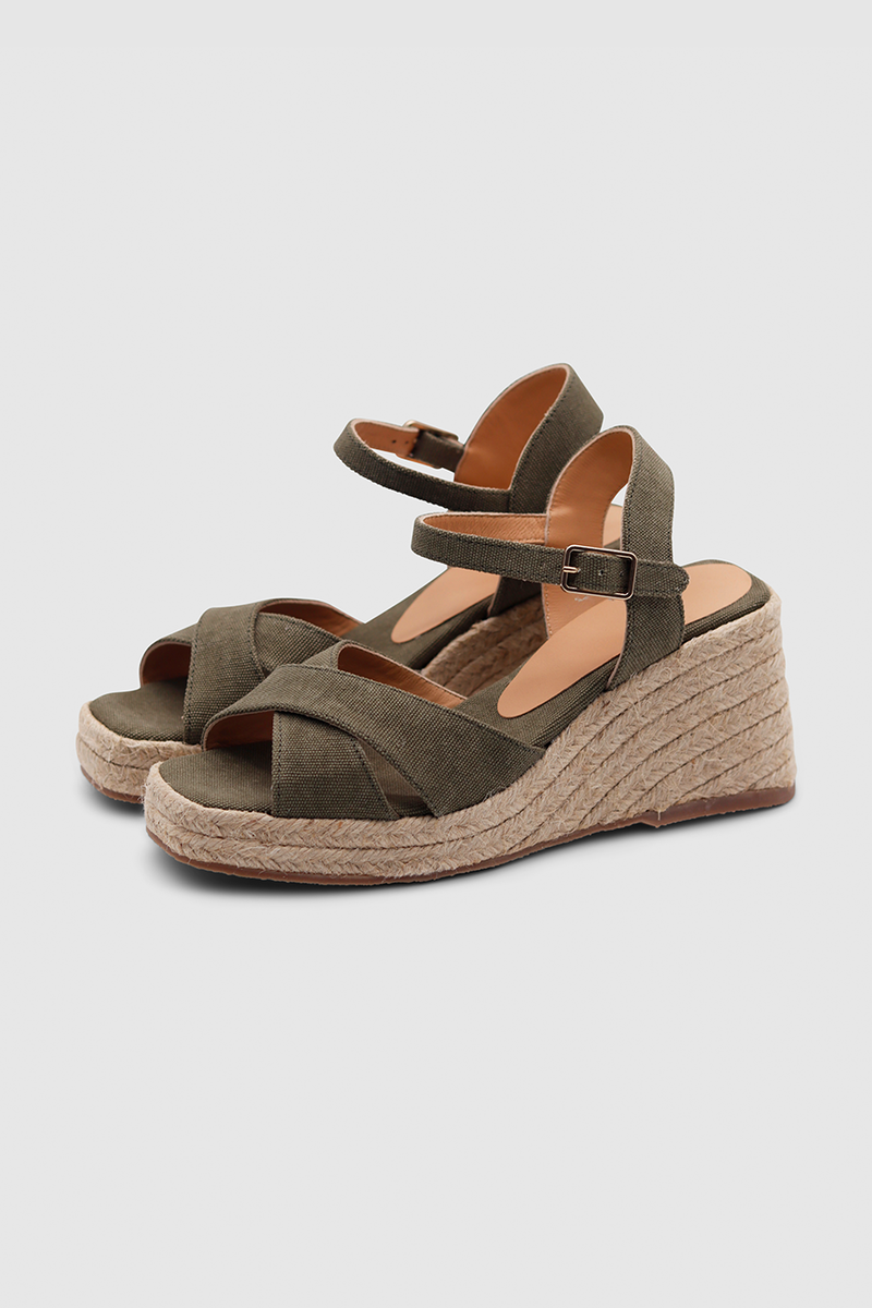 Thea canvas wedge espadrilles olive