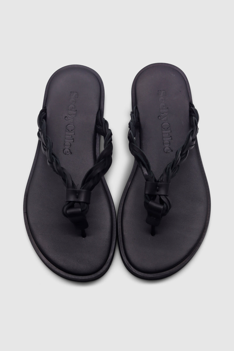 Pompoms Sandals 999 BLACK